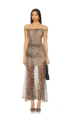 Alice And Olivia Bianca Twist Off-the-shoulder Dress In Brown