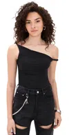 Alice And Olivia Bianca Twist Off Shoulder Bodysuit Black In Black