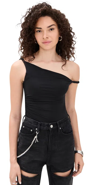 Alice And Olivia Bianca Twist Off Shoulder Bodysuit Black