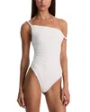 Alice And Olivia Bianca Twist Shoulder Bodysuit In White