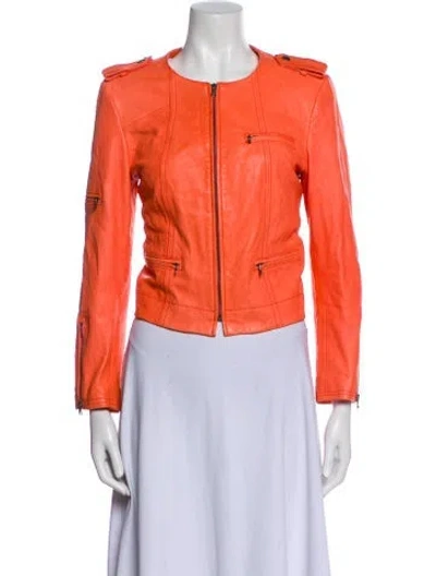 Pre-owned Alice And Olivia Biker Jacket In Orange