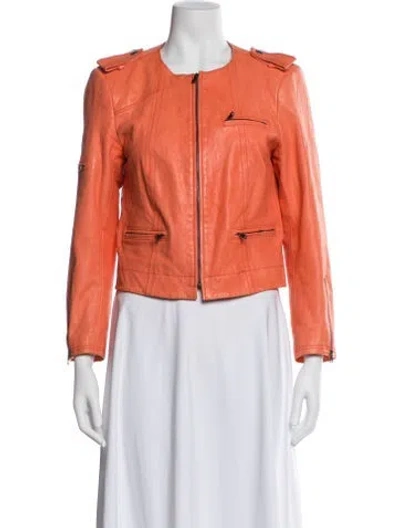 Pre-owned Alice And Olivia Biker Jacket In Orange