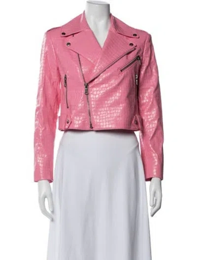 Pre-owned Alice And Olivia Biker Jacket In Pink
