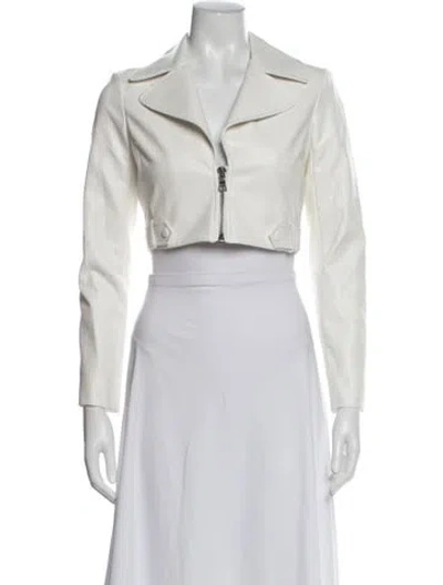 Pre-owned Alice And Olivia Biker Jacket In White