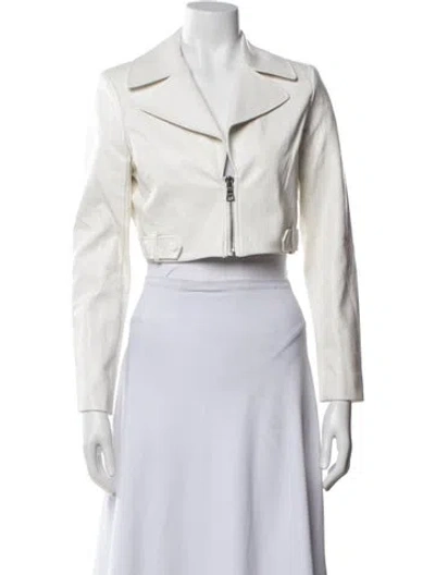 Pre-owned Alice And Olivia Biker Jacket In White
