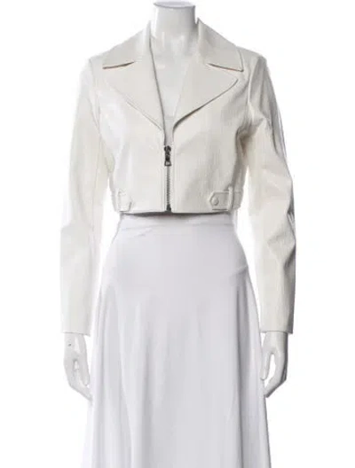 Pre-owned Alice And Olivia Biker Jacket In White