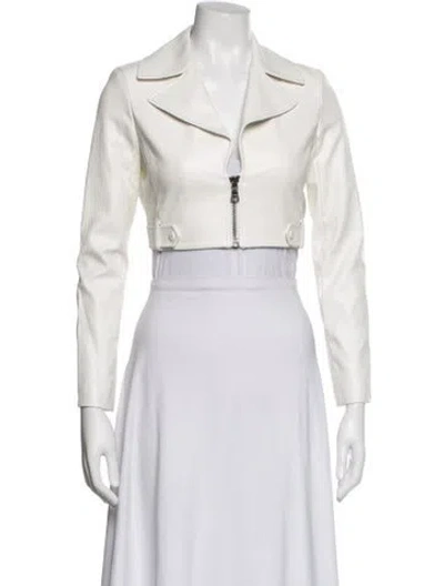 Pre-owned Alice And Olivia Biker Jacket In White