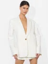 Alice And Olivia Billie Boxy Linen Blazer In Off White