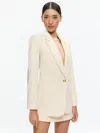 Alice And Olivia Billie Elbow Patch Boxy Blazer In Neutral