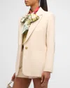 Alice And Olivia Billie Elbow Patch Boxy Blazer In Solid Oatmeal