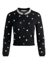 Alice And Olivia Black Embellished Cropped Cardigan In Black