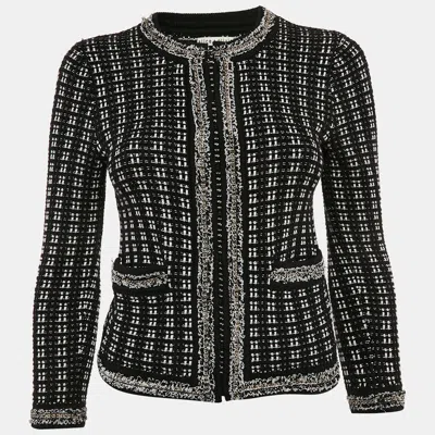 Pre-owned Alice And Olivia Black Georgia Embellished Tweed Jacket Xs