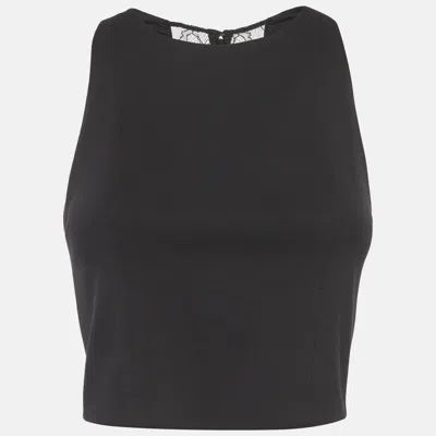Pre-owned Alice And Olivia Black Jersey Lace Trim Crop Top S