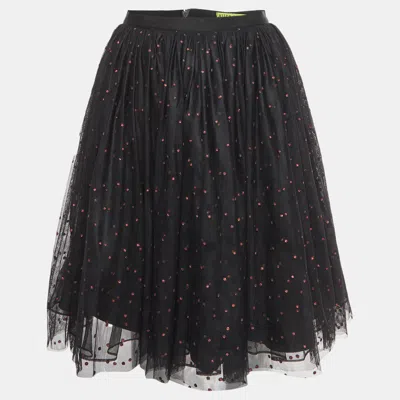 Pre-owned Alice And Olivia Black Tulle Polka Dotted Skirt S