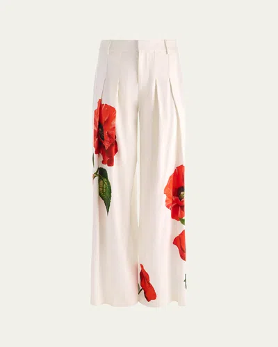 Alice And Olivia Blaire High-rise Pleated Trousers In White
