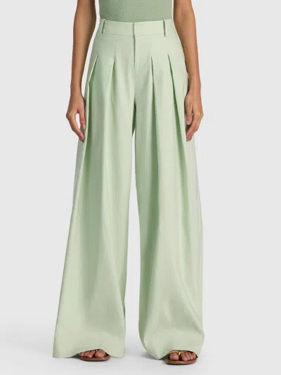 Alice And Olivia Blaire Pleated Linen Pant In Green