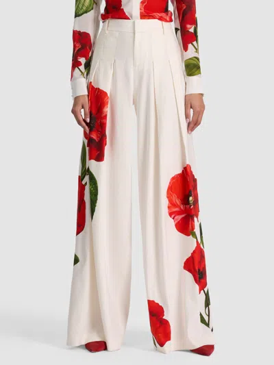 Alice And Olivia Blaire High-rise Pleated Trousers In White
