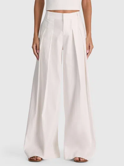 Alice And Olivia Blaire Pleated Linen Pant In White