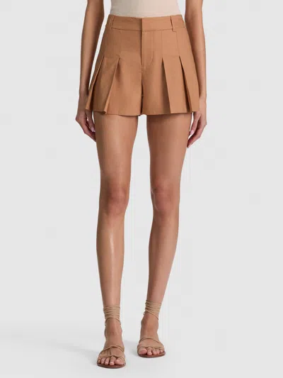 Alice And Olivia Blaire Pleated Short In Brown