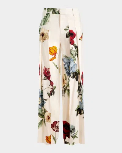 Alice And Olivia Blaire Provence Floral Pleated Pants