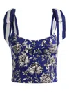 Alice And Olivia Blanca Tie Shoulder Top In Blue