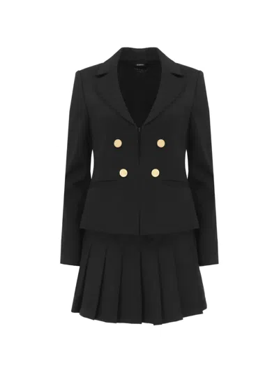 Alice And Olivia Blazer Pleated Mini Dress In Black