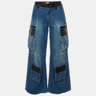 Pre-owned Alice And Olivia Blue Cotton Blend Low Rise Joette Cargo Jeans S Waist 27"