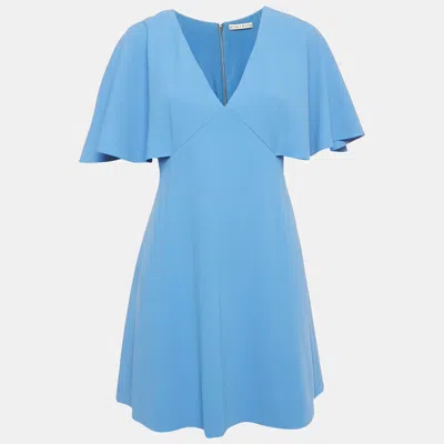 Pre-owned Alice And Olivia Blue Crepe Cape Sleeve Mini Dress M