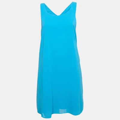 Alice And Olivia Blue Crepe Sleeveless Mini Dress