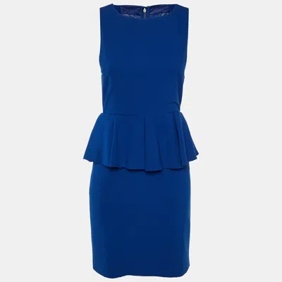 Alice And Olivia Blue Crepe Sleeveless Peplum Mini Dress