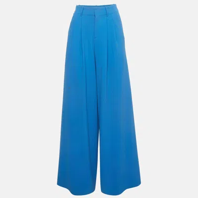 Pre-owned Alice And Olivia Blue Crepe Wide Leg Eloise Trousers S