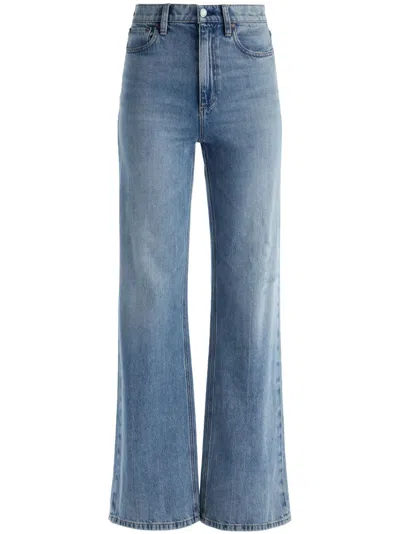 Alice And Olivia Blue High-waisted Flare Leg Jeans For Women In Navy