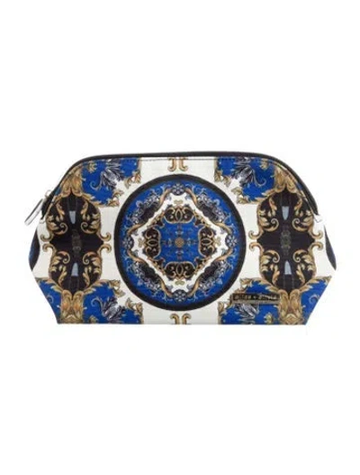 Pre-owned Alice And Olivia Blue Patterned Print Alice + Olivia Cosmetic Bag  W/tags