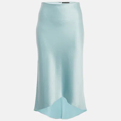 Alice And Olivia Blue Satin High-low Skirt