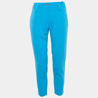 Alice And Olivia Blue Silk Slim Fit Trousers