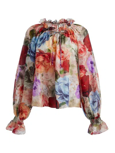 Alice And Olivia Norah Cotton Blouse In Multi