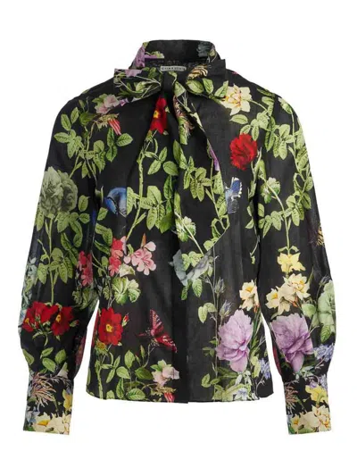 Alice And Olivia Lloyd Cotton Blouse In Black