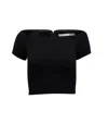 Alice And Olivia Alice & Olivia Boatneck Crop Top In Black Viscose In Black