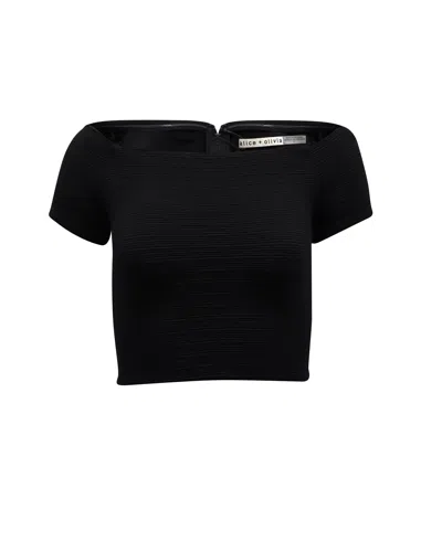 Alice And Olivia Alice & Olivia Boatneck Crop Top In Black Viscose