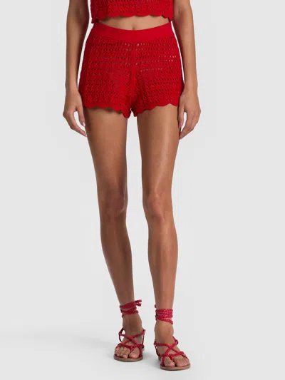 Alice And Olivia Bobbi Crochet Short In Burgundy