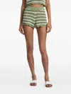 Alice And Olivia Bobbi Crochet-knit Striped Shorts In Green