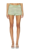 Alice And Olivia Bobbi Crochet-knit Striped Shorts In White