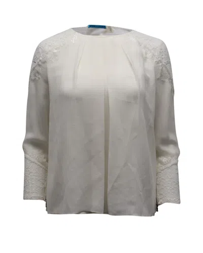 Alice And Olivia Alice & Olivia Bouquet Lace Blouse In Cream Silk In White