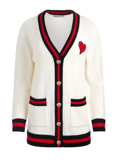 Alice And Olivia Bradford Cardigan In Ecru Multi