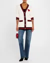 Alice And Olivia Bradford Cardigan In Ecru Multi