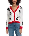 Alice And Olivia Bradlee Staceface Wool Cardigan In White