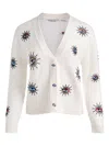 Alice And Olivia Bradley Short Embellished Cardigan In Gray