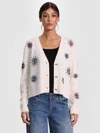 Alice And Olivia Bradley Short Embellished Cardigan In Gray