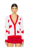 Alice And Olivia Bradley Cardigan In Soft White & Bright Ruby