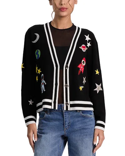 Alice And Olivia Bradley Space Staceface Cardigan In Black